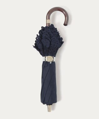 MOONBAT 【遮光/晴雨兼用日傘】POLO RALPH LAUREN(ポロ ラルフローレン) エンブフリル 折りたたみ傘 楽折 遮熱 UV ネイビーブルー