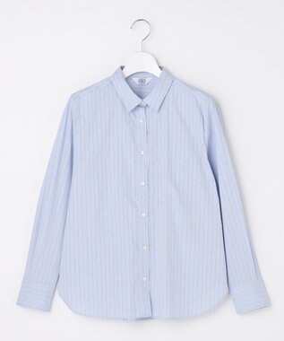 BEZコットンナイロン ストライプ シャツカラー ブラウス