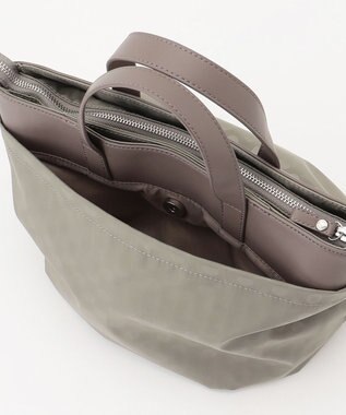 Y'SACCS はっ水ドットジャカード リサイクルレザーコンビ 2wayトートバッグ グレージュ