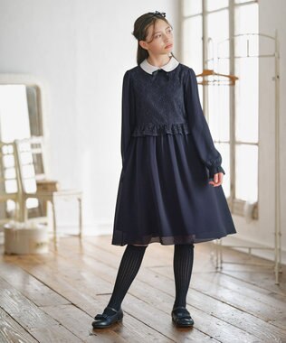 組曲 KIDS 【150-170㎝】 レースワンピース ネイビー