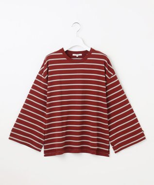 23区 【SLOW/一部店舗限定】2WAYデザイン TEE レッドxグレーボーダー