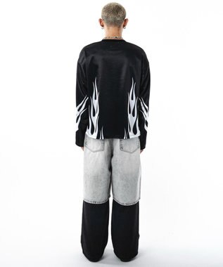 WEGO 【ユニセックス着用ITEM】ファイヤーパターンゲームロゴT（長袖） ブラック