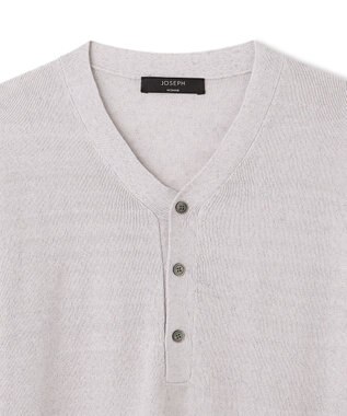 JOSEPH HOMME リネンナイロンプレーン　半袖ヘンリーネックニット ライトグレー系
