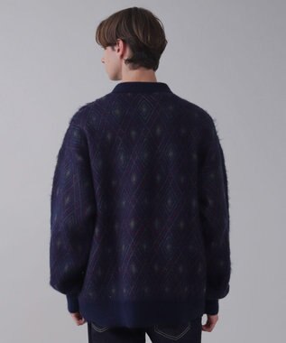 WEGO 【ユニセックス着用ITEM】アーガイルニットポロ ネイビー