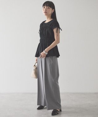 AMERICAN HOLIC 【予約】シャーリングショルダーリボンプルオーバー Black
