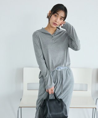 CRAFT STANDARD BOUTIQUE ハイネックハーフボタンプルオーバー Gray Mixture