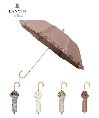 MOONBAT 【晴雨兼用日傘】LANVIN en Bleu (ランバン オン ブルー) 折りたたみ日傘 ドビーフリル 遮光 遮熱 UV ペールピンク（無地）