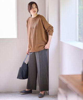 ANY L 【洗濯機可】ダブルフェイスジャージープルオーバー キャメル