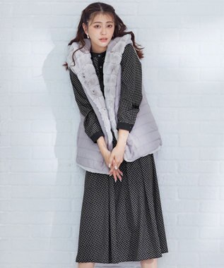 Tiaclasse 【新色追加・洗える】配色バンドカラー幾何学柄ワンピース ネイビー