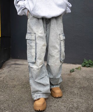 WEGO 【ユニセックス着用ITEM】デニムイージーカーゴパンツ デニム淡色