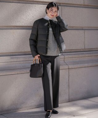 J.PRESS LADIES 【洗える】ライトダウン ノーカラー ジャケット ブラック系