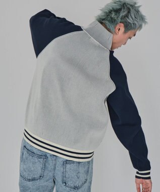 WEGO 【ユニセックス着用ITEM/MLサイズ展開】ラグラングラフィックニットブルゾン オフホワイト