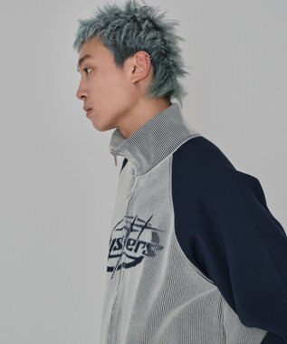 WEGO 【ユニセックス着用ITEM/MLサイズ展開】ラグラングラフィックニットブルゾン オフホワイト