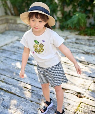 ANY KIDS ミラクルスパンコールTシャツ オフホワイト（りんご×レモン）