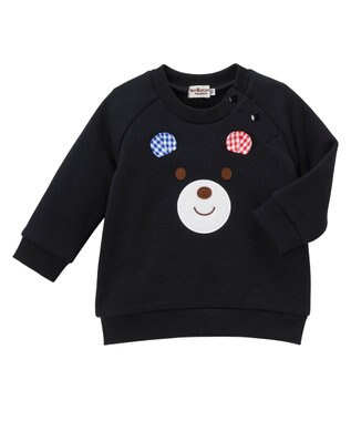 MIKI HOUSE HOT BISCUITS 【70-110cm】 顔ドン ラグラントレーナー 黒