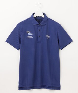 23区GOLF 【MEN】【吸水速乾/UVカット】サッカージャージーポロシャツ ダルブルー系