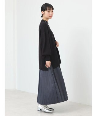 earth music&ecology サテンプリーツスカート Charcoal Gray