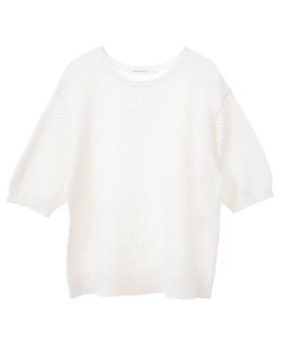 AMERICAN HOLIC 透かし編み半袖ニットプルオーバー Off White