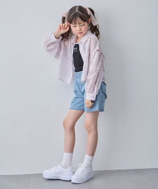 ANY KIDS 【洗濯機可能】バックリボン ショートパンツ ブルー