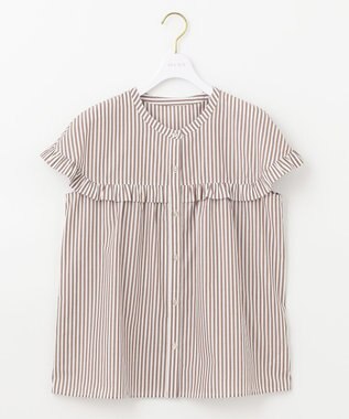 ANY SIS 【洗える】TCブロード ブラウス モカストライプ