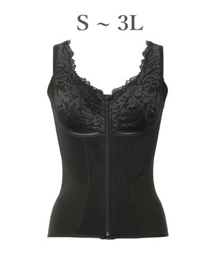 BRADELIS New York 【BRADELIS NewYork peace】細みえフロントファスナー綿混ブラキャミ25 補正下着 カップ付き キャミソール ブラトップ シェイパー