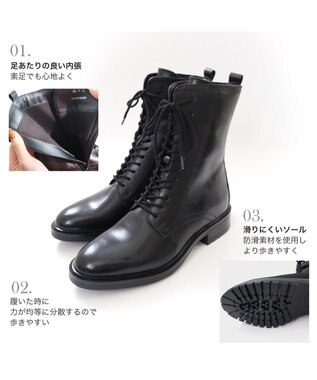Pointer 本革レースアップブーツ ブラック