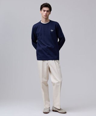 J.PRESS MEN グラフィックプリント ロングスリーブTシャツ ネイビー系