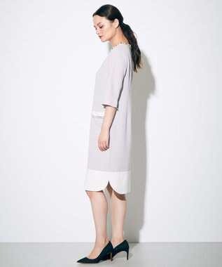 GRACE CONTINENTAL バイカラービジューワンピース グレー