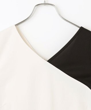 #Newans モダンバイカラーワンピース オフ×ブラック