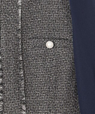 Feroux 【洗える】ツイードコンビミディ ワンピース ネイビー系