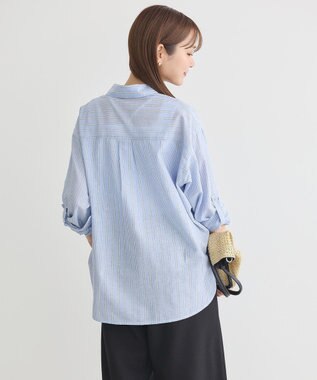 earth music&ecology 【接触冷感】綿麻混ベーシックシャツ Stripe