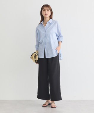 earth music&ecology 【接触冷感】綿麻混ベーシックシャツ Stripe