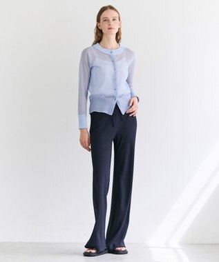 BEIGE， PYRRHOT / シアーコンビ リブカーディガン Sax