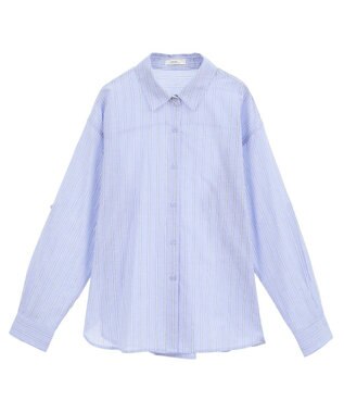 earth music&ecology 【接触冷感】綿麻混ベーシックシャツ Stripe