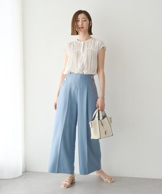 YECCA VECCA <<接触冷感>>フレンチスリーブギャザーブラウス Off White
