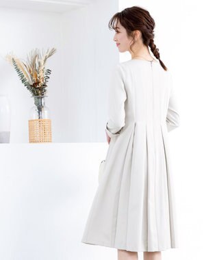 Tiaclasse L 【ダブルクロス】【洗える】ラインワンピース グレージュ