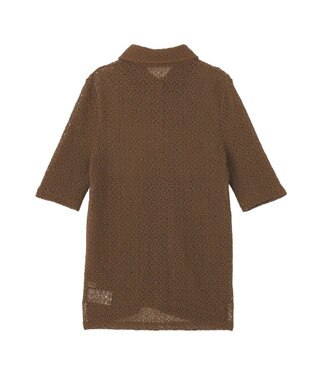 earth music&ecology ストレッチレース襟付シャツ Brown