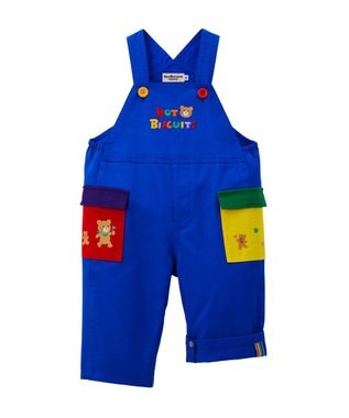 MIKI HOUSE HOT BISCUITS 【70-110cm】カラフルブロック オーバーオール ブルー