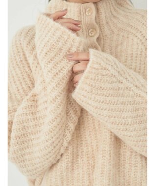 earth music&ecology フワフワＭＩＸハイネックショートニット Light Beige
