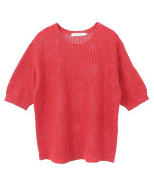 AMERICAN HOLIC 透かし編み半袖ニットプルオーバー Red