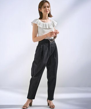 組曲 L 【組曲×setsuko sagittaire】カップ付きフリルTシャツ アイボリー系