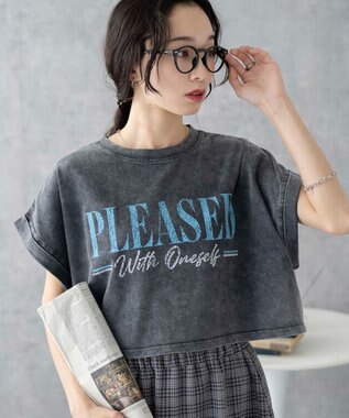  【洗える】ヴィンテージウォッシュロールアップショートTシャツ