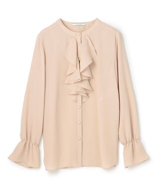 BEIGE， 【WEB限定・洗える】CLARION / バンドカラーフリルブラウス Beige