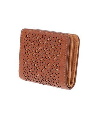 genten ダイヤカットワーク　二つ折り財布 チャ