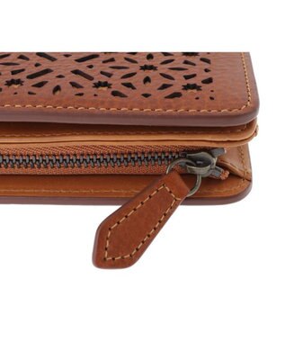 genten ダイヤカットワーク　二つ折り財布 チャ