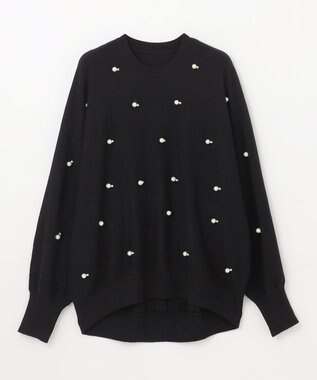 GRACE CONTINENTAL パールドットニットトップ ブラック