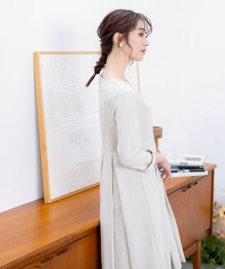 Tiaclasse L 【ダブルクロス】【洗える】ラインワンピース グレージュ