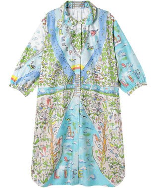 tsumori chisato SLEEP ツモリチサト ワンピース 綿100%(本体) サテン 8分袖 長袖 ロング丈 レディース UNX207/ワコール サックス