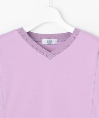 J.PRESS LADIES L TCポンチ ニットコンビ ドルマン カットソー ラベンダー系
