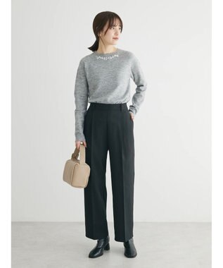 Green Parks ビジュー付きニットプルオーバー Gray Mixture